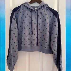 PINK Victoria’s Secret Ivy Fleece Cropped Hoodie NWT - Dusty Iris Bandanna - Med